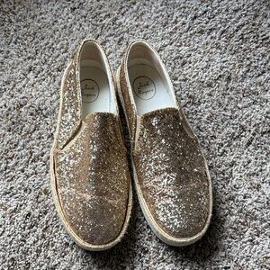 Jack Rogers Gold Glitter Slip-On Shoes